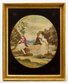 Needlework on Silk - Shepherdess in The Alps