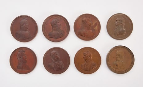 Group of Eight Bronze Naval Officer Medallions