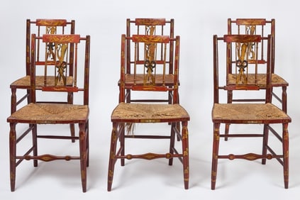 Set of Six Paint-Decorated Fancy Chairs