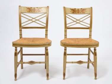Pair of Painted Federal Side Chairs with Pegasus Motif