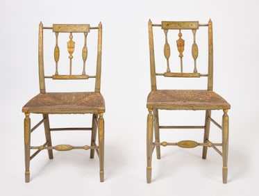 Pair of Painted Fancy Chairs with Urns