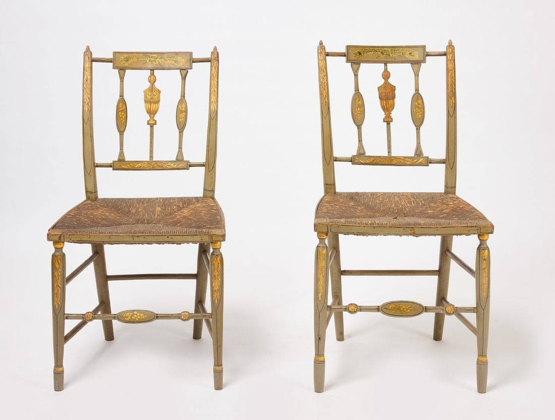 Pair of Painted Fancy Chairs with Urns