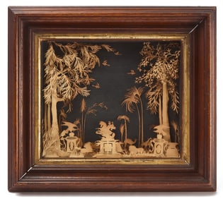 Papercut Diorama of Forest Interior with Monuments
