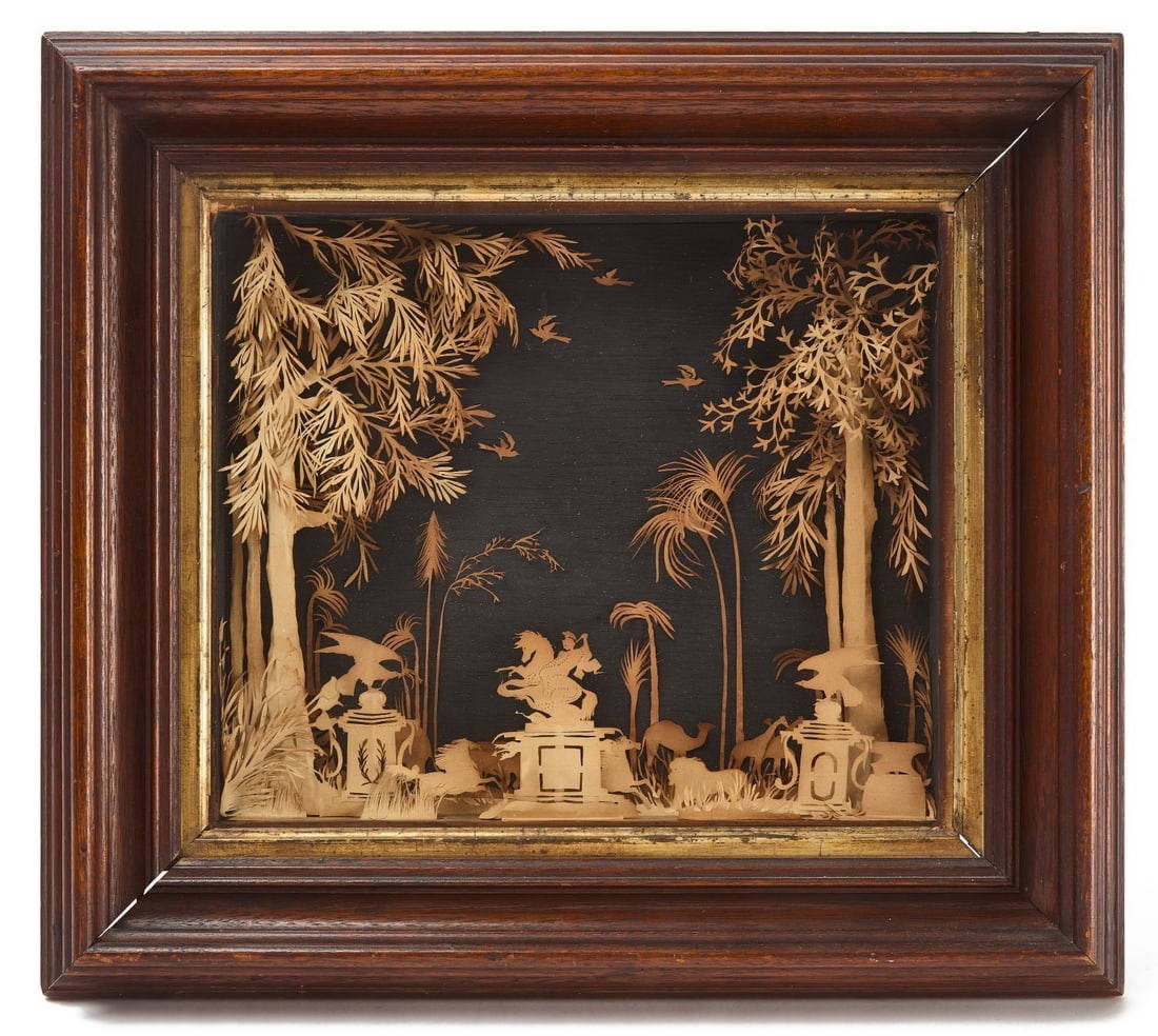 Papercut Diorama of Forest Interior with Monuments