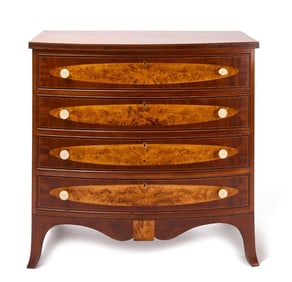 Hepplewhite Bow-Front Chest with Bone Pulls