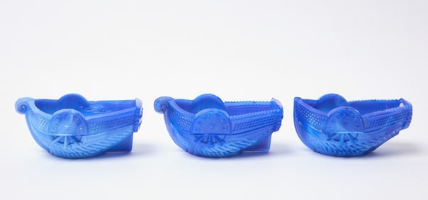 Boston & Sandwich Glass Co., Three Lafayette Steamboat Pressed Glass Salts