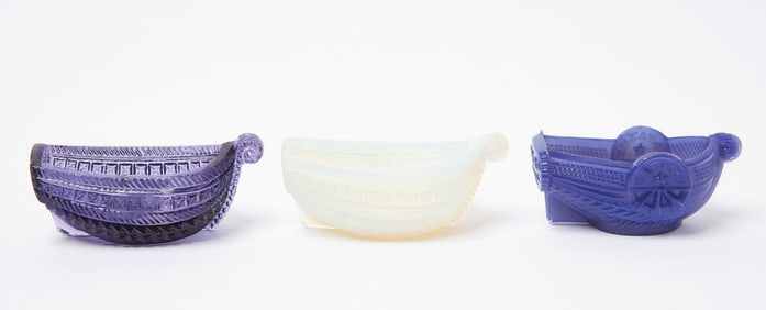 Boston & Sandwich Glass Co., Three Lafayette Steamboat Pressed Glass Salts