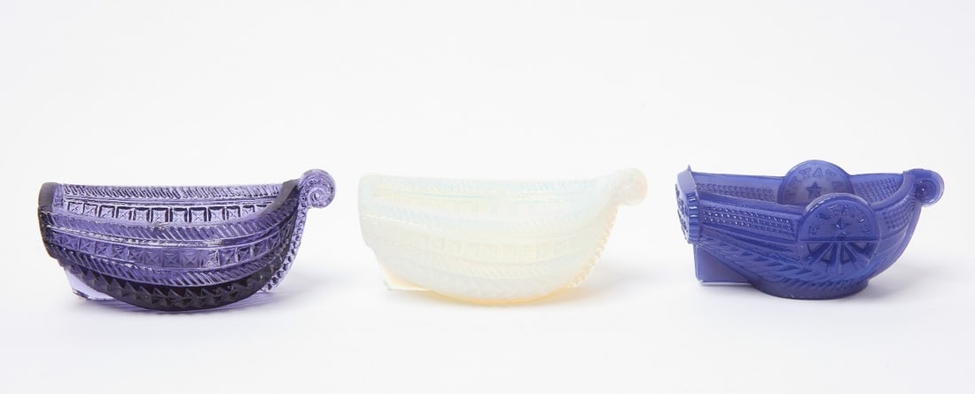 Boston & Sandwich Glass Co., Three Lafayette Steamboat Pressed Glass Salts (1 of 7)