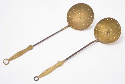 Two Rare Engraved Brass and Iron Skimmers