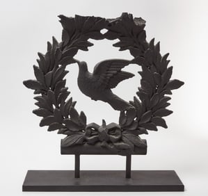 Cast Iron Industrial Dove and Wreath