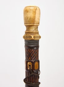 Bone and Wood Inlay Walking Stick