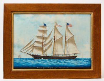 Louis Roux (1817-1903), Ship Portrait of the 'Florence L. Genovar'