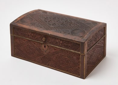 Chip Carved Dome Top Box With Ship