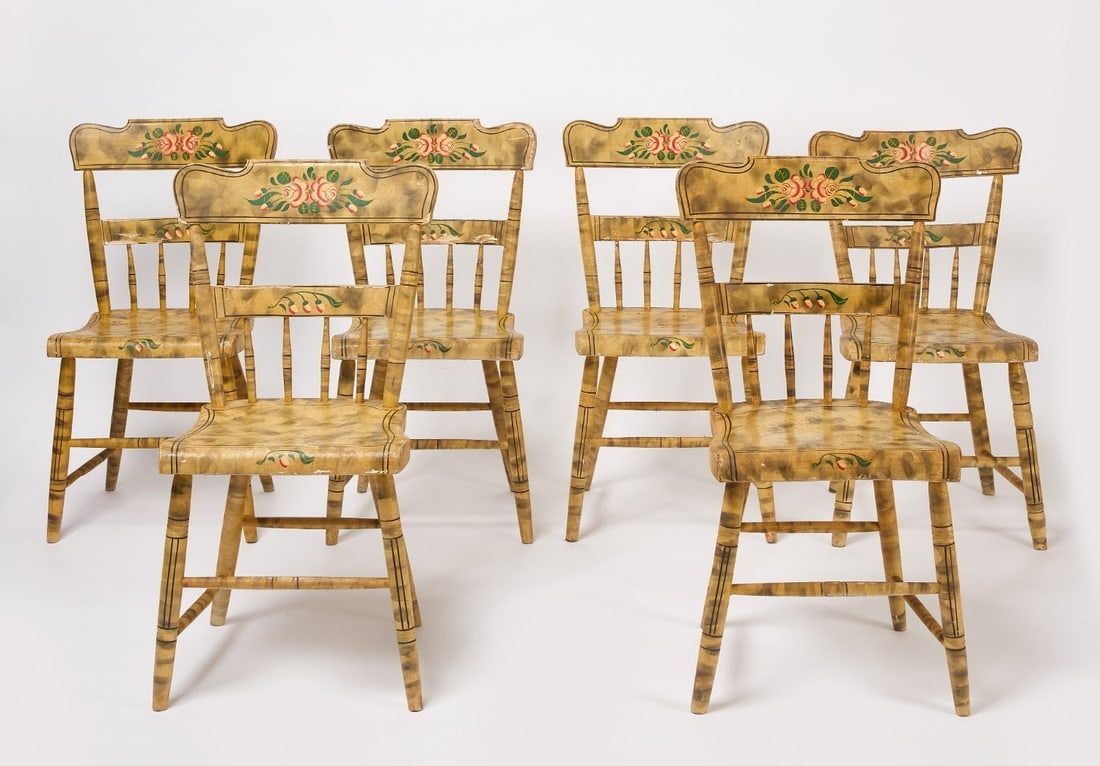 Set of Six Smoke Decorated Chairs (1 of 7)