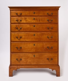 Tiger Maple Tall Chest of Drawers