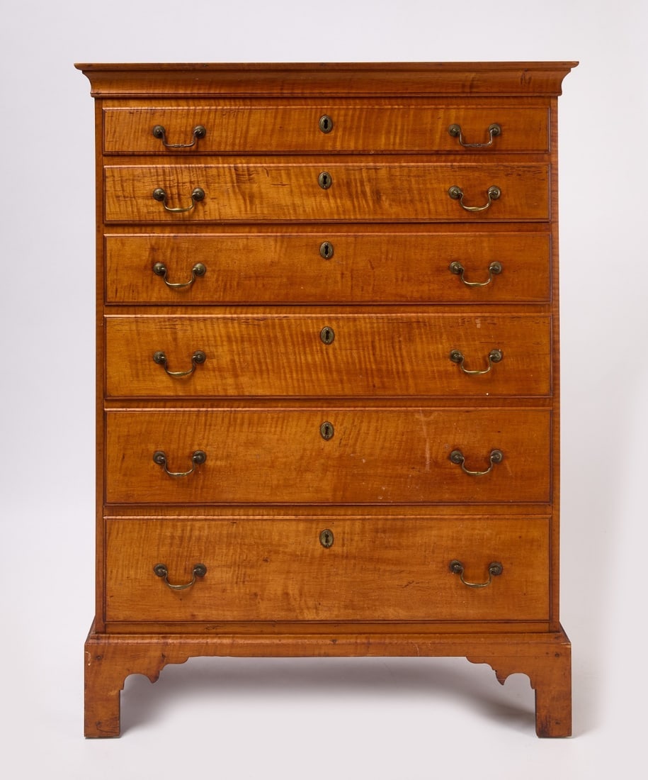Tiger Maple Tall Chest of Drawers (1 of 13)