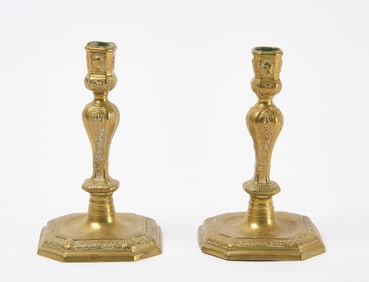 Pair of Louis XIV Brass Candlesticks