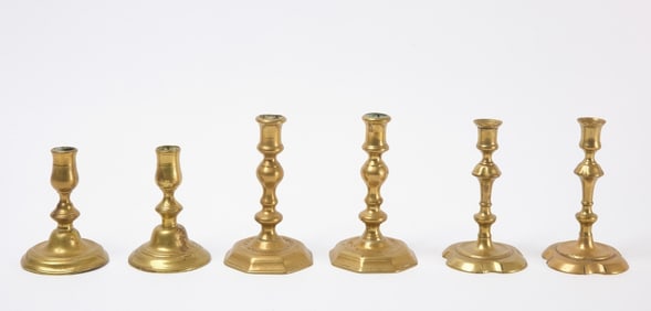 Three Pairs of Brass Candlesticks