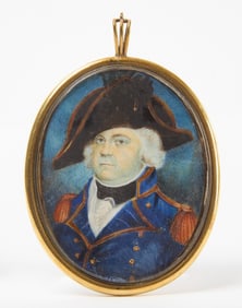Portrait Miniature of British Royal Naval Officer with Lock of Hair