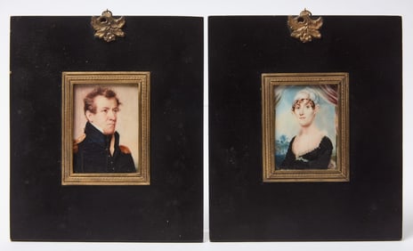 Anson Dickinson - Portrait Miniatures of General and Mrs. Jacob Jennings Brown