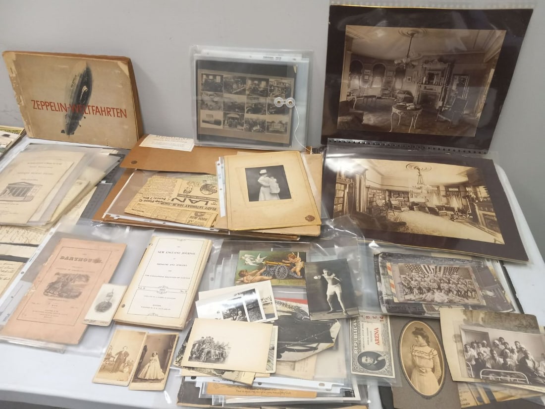 Collection of Medical and Wartime Postcards, Ephemera, and Photos: Large collection of mostly medical and wartime (ww2) postcards, ephemera, and photographs. Late 19th through mid 20th century represented. Includes both real photo and printed postcards, booklets