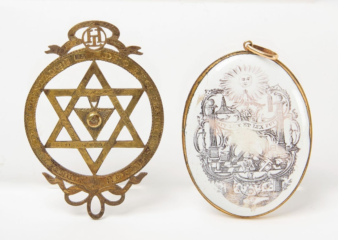 Sterling Masonic Medallion with Seal of Solomon and Enameled Pendant (1 of 3)