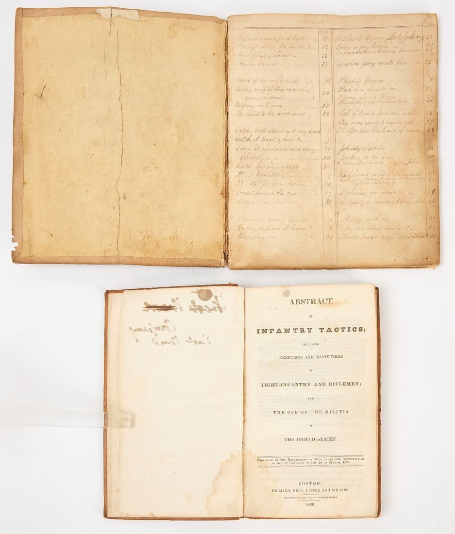 Antique British Manuscript Music Book and U.S. Dept. of War Tactics Manual (1 of 3)