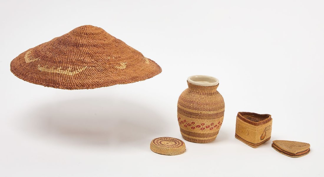 Two Northwest Coast Native Baskets and a Hat - 3