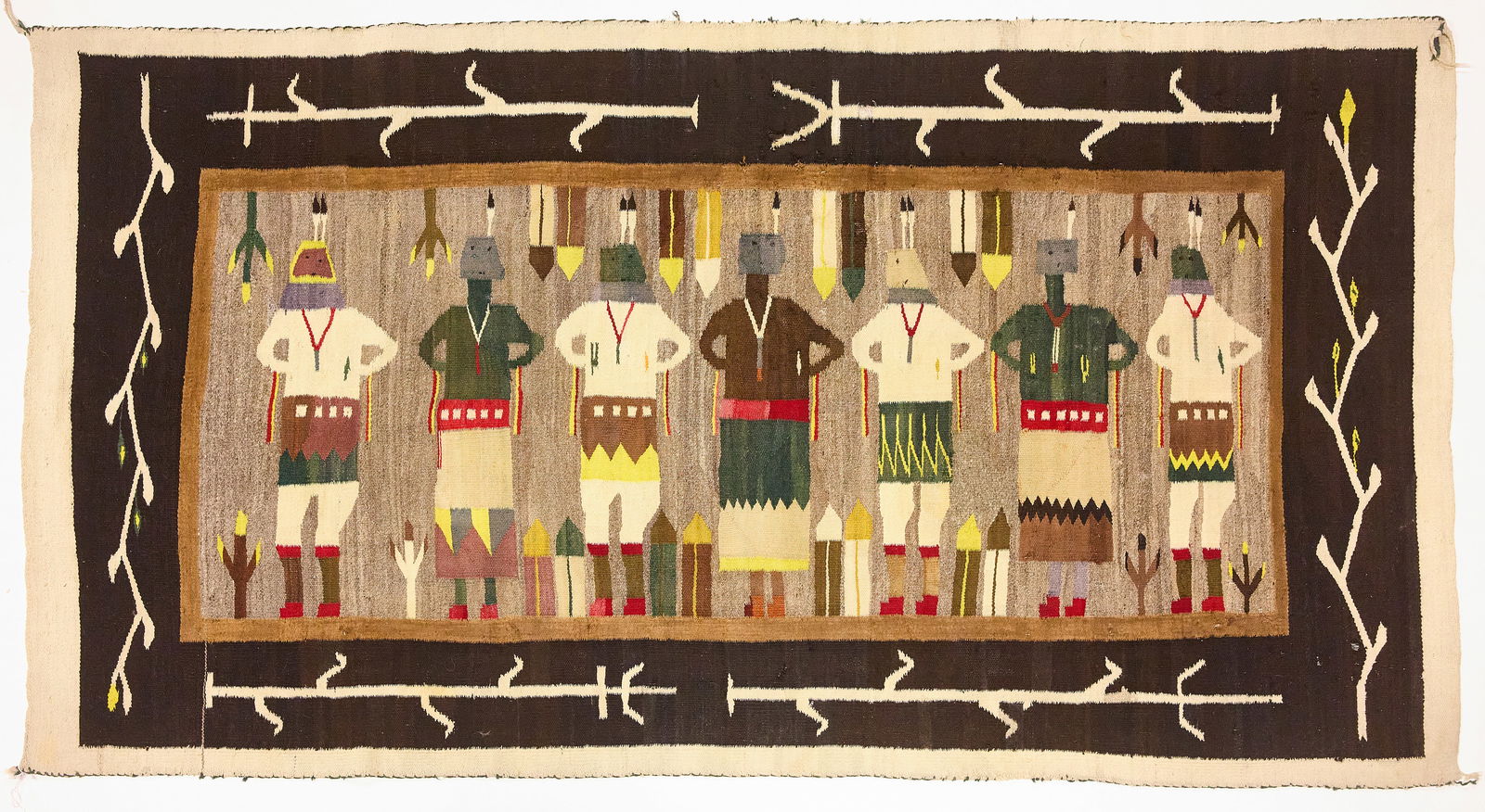 Navajo Yei Rug: Navajo Yei rug. Southwestern United States, circa 1920.87-1/2 in. x 46 in.