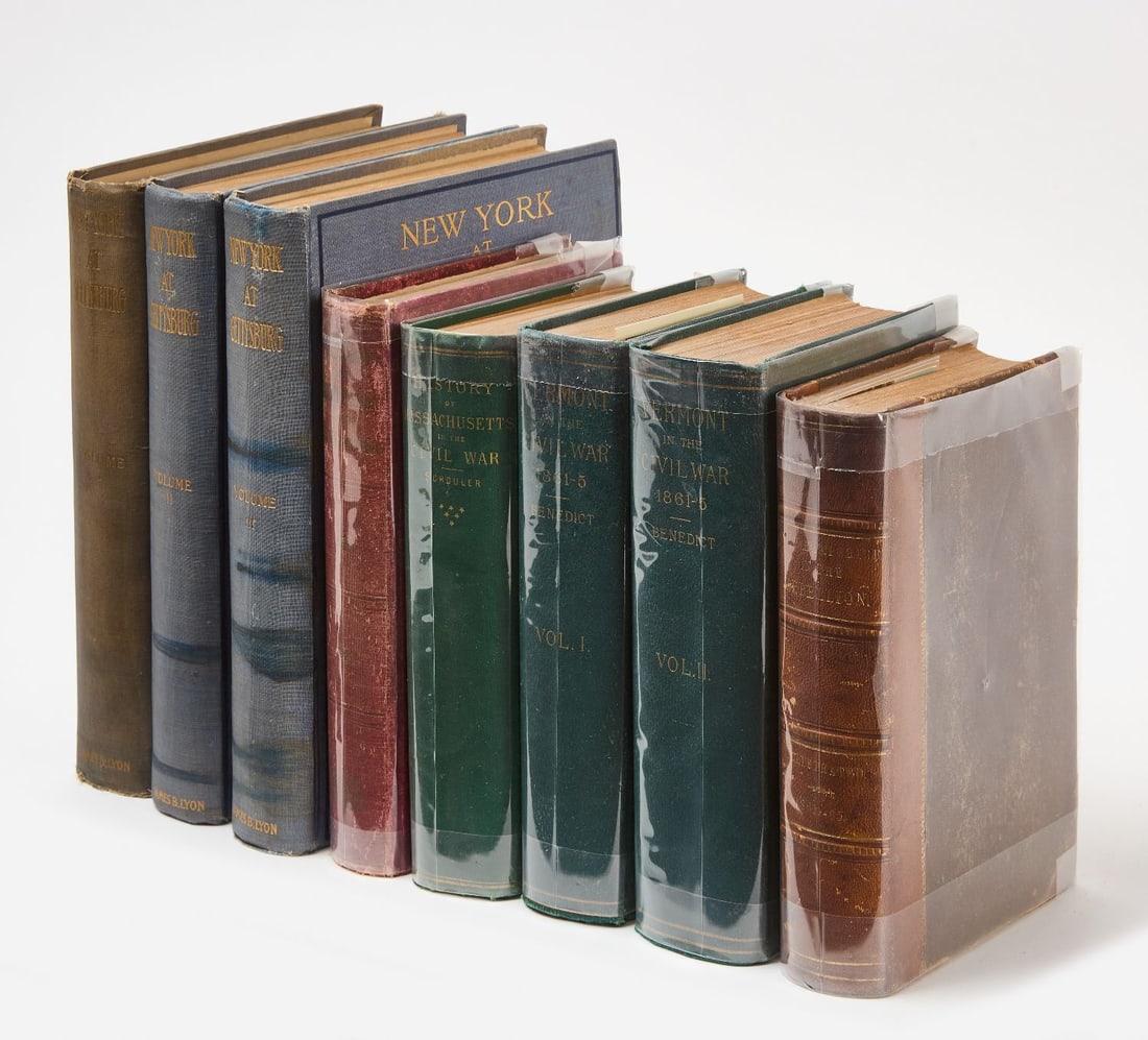 Books About States' Involvement In The Civil War 8 Volumes: Books chronicling several different States' involvement in the Civil War. Includes Vermont, New Hampshire, Massachusetts, NewYork, and Pennsylvania. To include: 1. Benedict, G.G. Vermont in