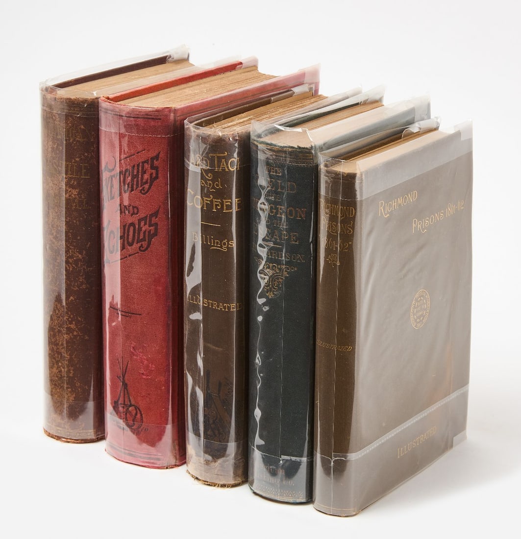 Five Major Civil War Book Titles: Five books all relating to the Civil War, Secret Service, Prisons, Life. A nice selection of mostly first editions. 1. Richardson, Albert. The Secret Service, The Field, The Dungeon, and The