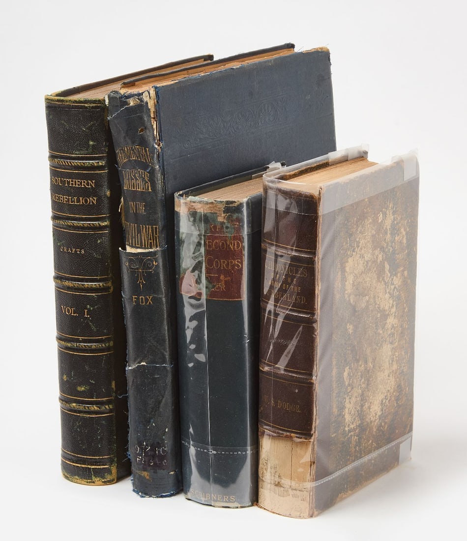 Four Civil War Histories: 1. Fox, William F. Regimental Losses in the Civil War. 1861-1865. Union Regiments. Albany. 1893. A chilling statistical compendium. Blue cloth with gilt lettering. 2. Crafts, W.A. The