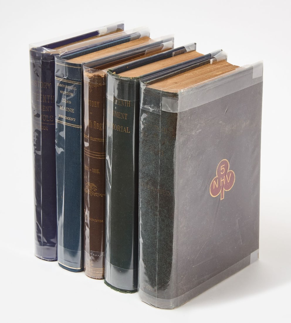 Civil War Regimental History Books Maine Vermont New Hampshire: A collection of five books of regimental histories for northern New England states to include: 1. Houston, Henry C. of Co. C. The 32nd Maine Regiment of Infantry Volunteers...Portland. 1903.