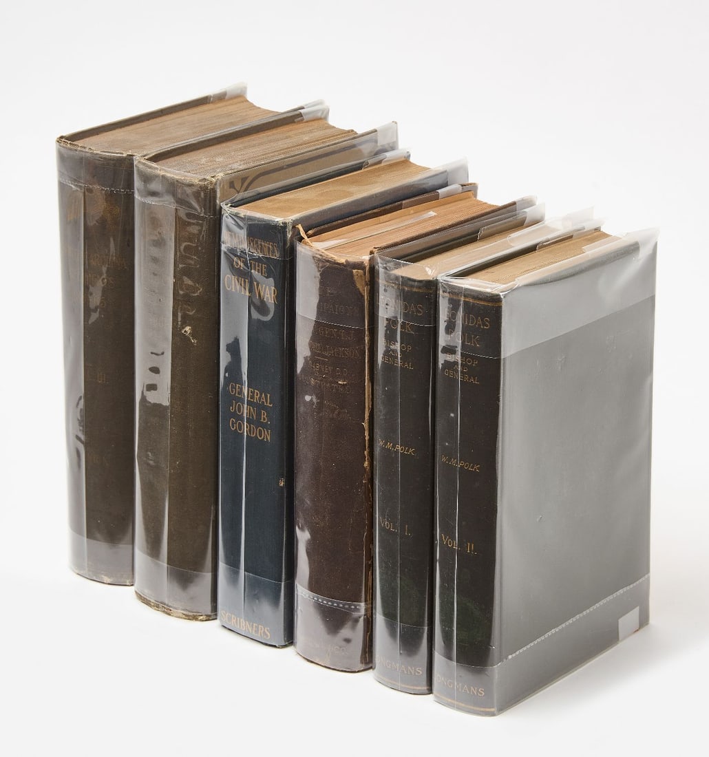 Group Of Confederate States Civil War Books (6 Vols): A group of C.S.A. related books to include: 1. Dabney, D. D.,Prof. R.L. Life and Campaigns of Lieut.-Gen. Thomas J. Jackson, (Stonewall Jackson)...New York. Blelock and Co. 1866. Frontis. Several