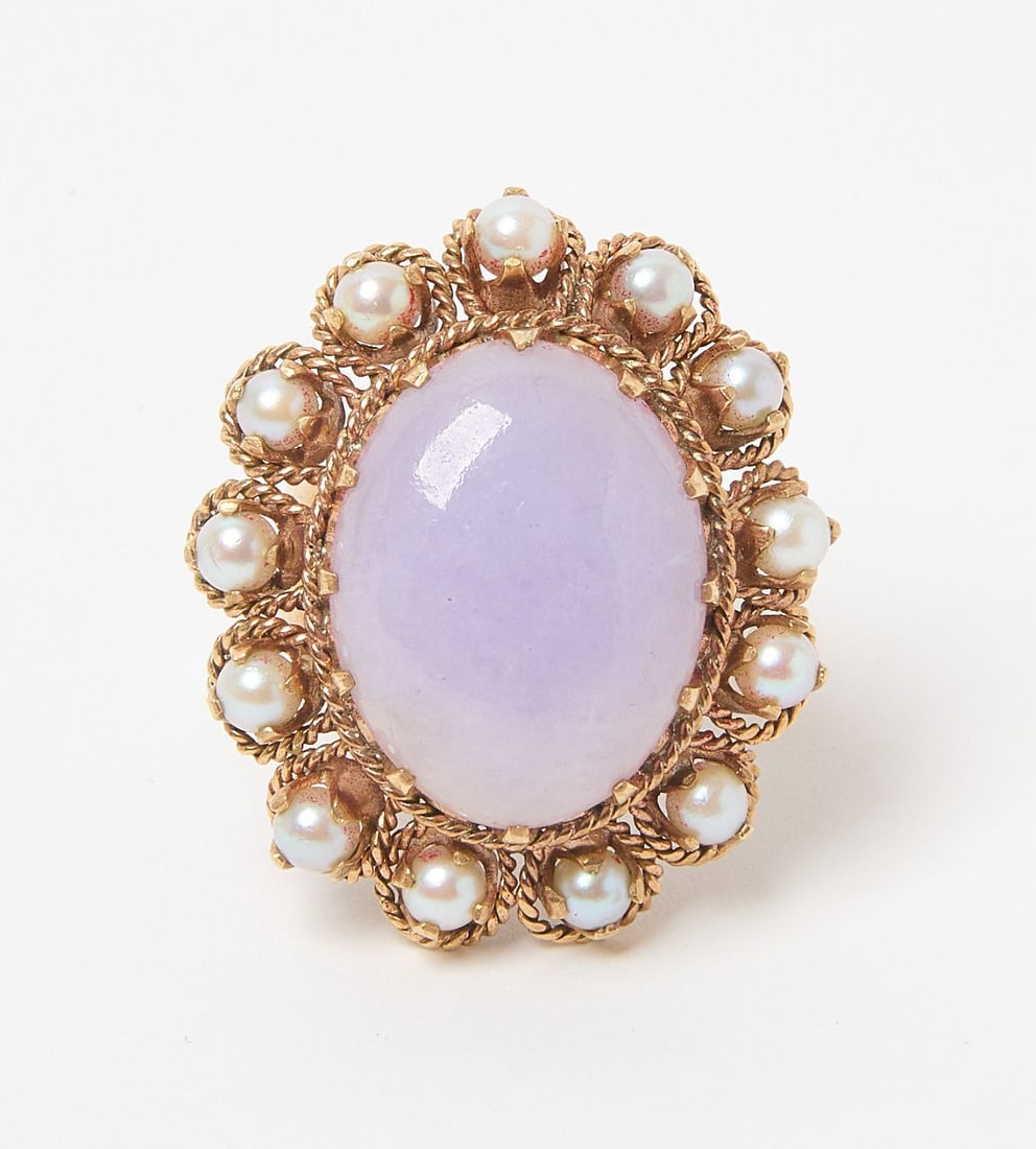 18k Ring with Moonstone and Pearls (1 of 2)
