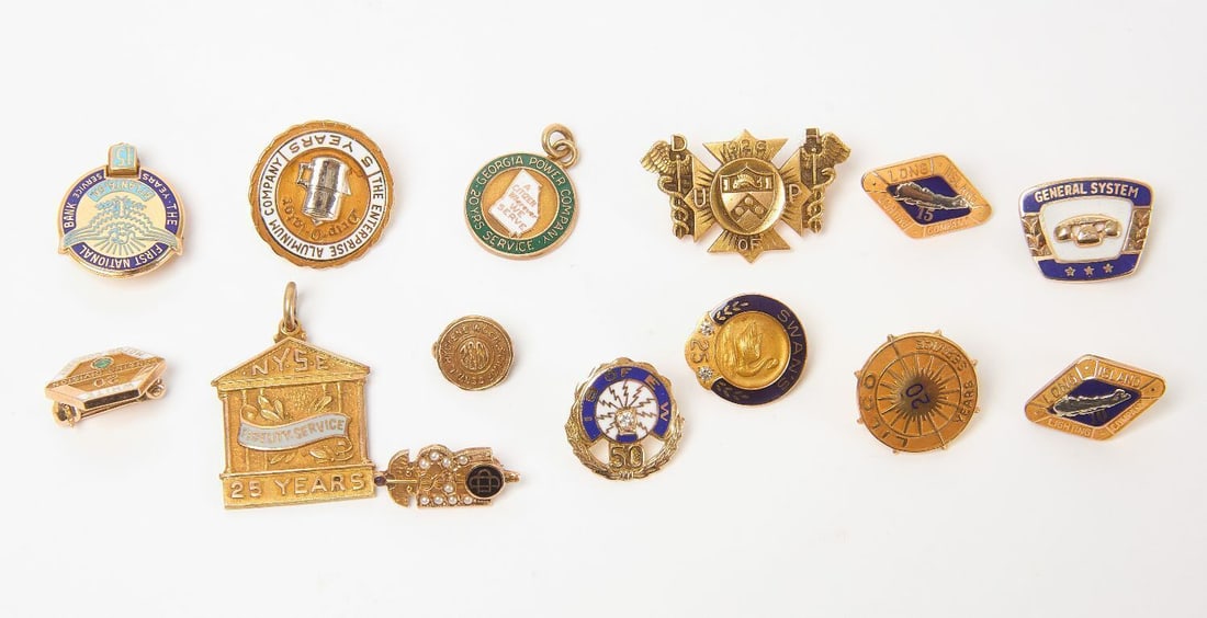 Group of 14K and 10K Gold Lapel Pins (1 of 2)