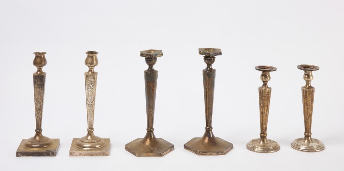 Three Pairs of Sterling Candlesticks (1 of 3)