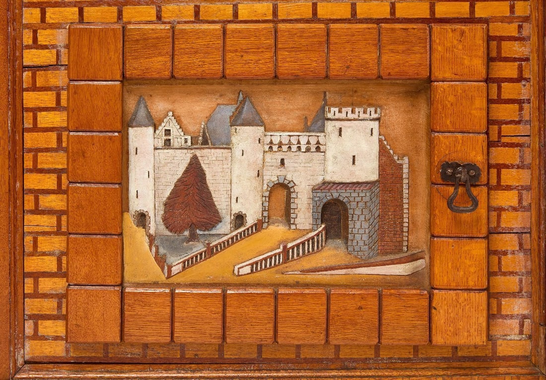 Folk Art Server with Marquetry Inlay - 2