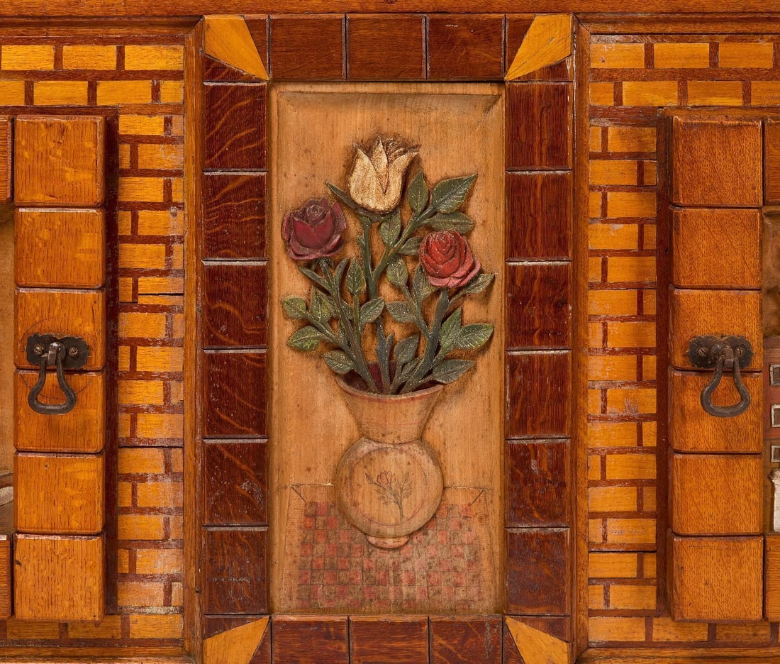 Folk Art Server with Marquetry Inlay - 3