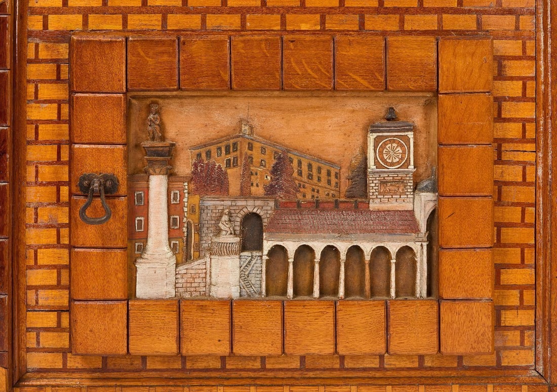 Folk Art Server with Marquetry Inlay - 4