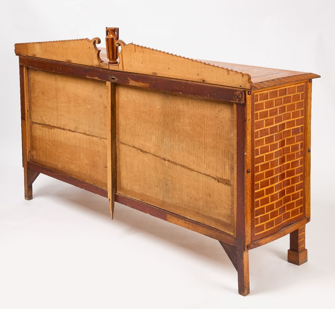 Folk Art Server with Marquetry Inlay - 7