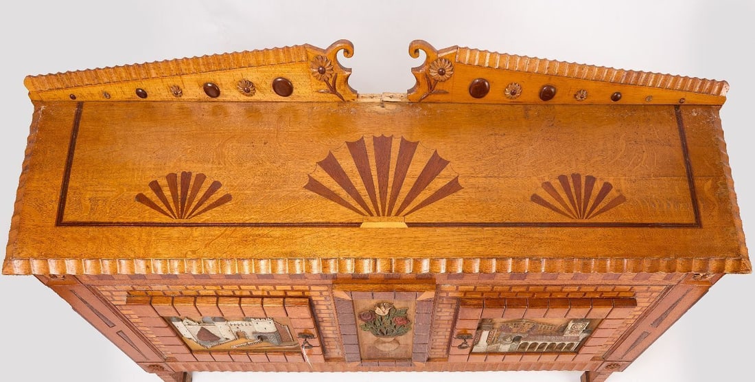 Folk Art Server with Marquetry Inlay - 8