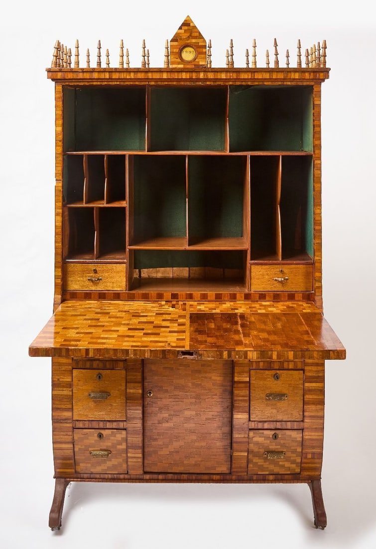 Inlaid Fall-Front Bombe Chest - 2