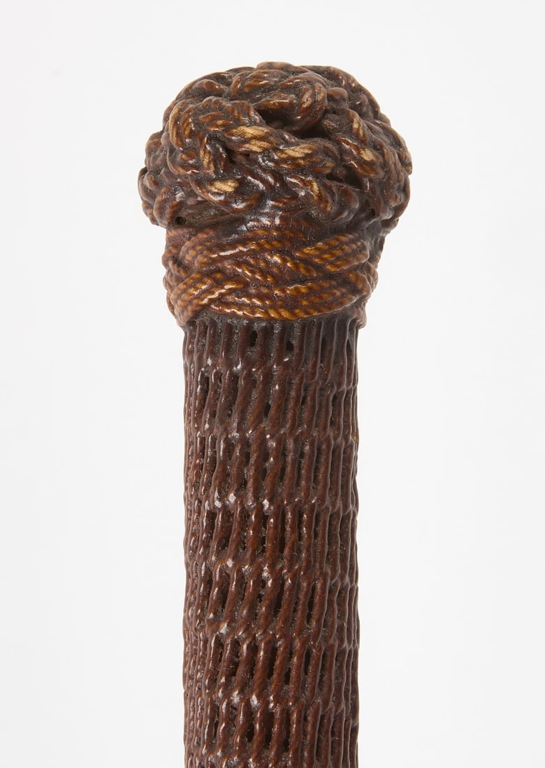 Sailor's Knot Ropework Walking Stick: Sailor's knot ropework walking stick. American, early 20th century.L 36 in.