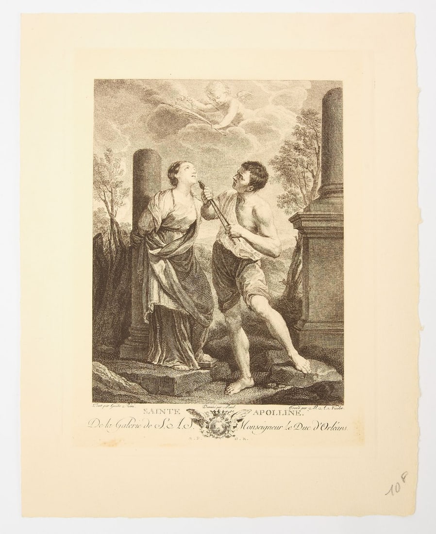 Antoine Borel and B.A. Nicolet - 'The Martyrdom of St. Apollonia' Engraving after Guido Reni (1 of 2)