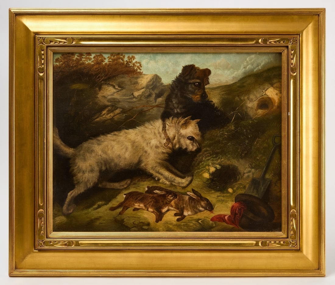 Scene of Two Hunting Dogs with Prey (1 of 3)