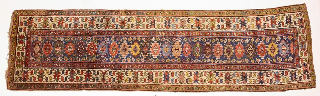 Kazak Carpet Runner: Kazak carpet runner. Circa 1900. L 161 in. W 45-1/4 in