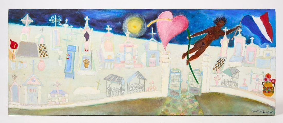 Rosalind Brodoff - Black Angel: Rosalind Brodoff - BlacK Angel. Oil on panel. Signed LR. Provenance: Estate of Rosalind Brodoff.H 21-1/2 in. W 54 in.Rosalind Brodoff Video. https://vimeo.com/250167026Rosalind Brodoff was