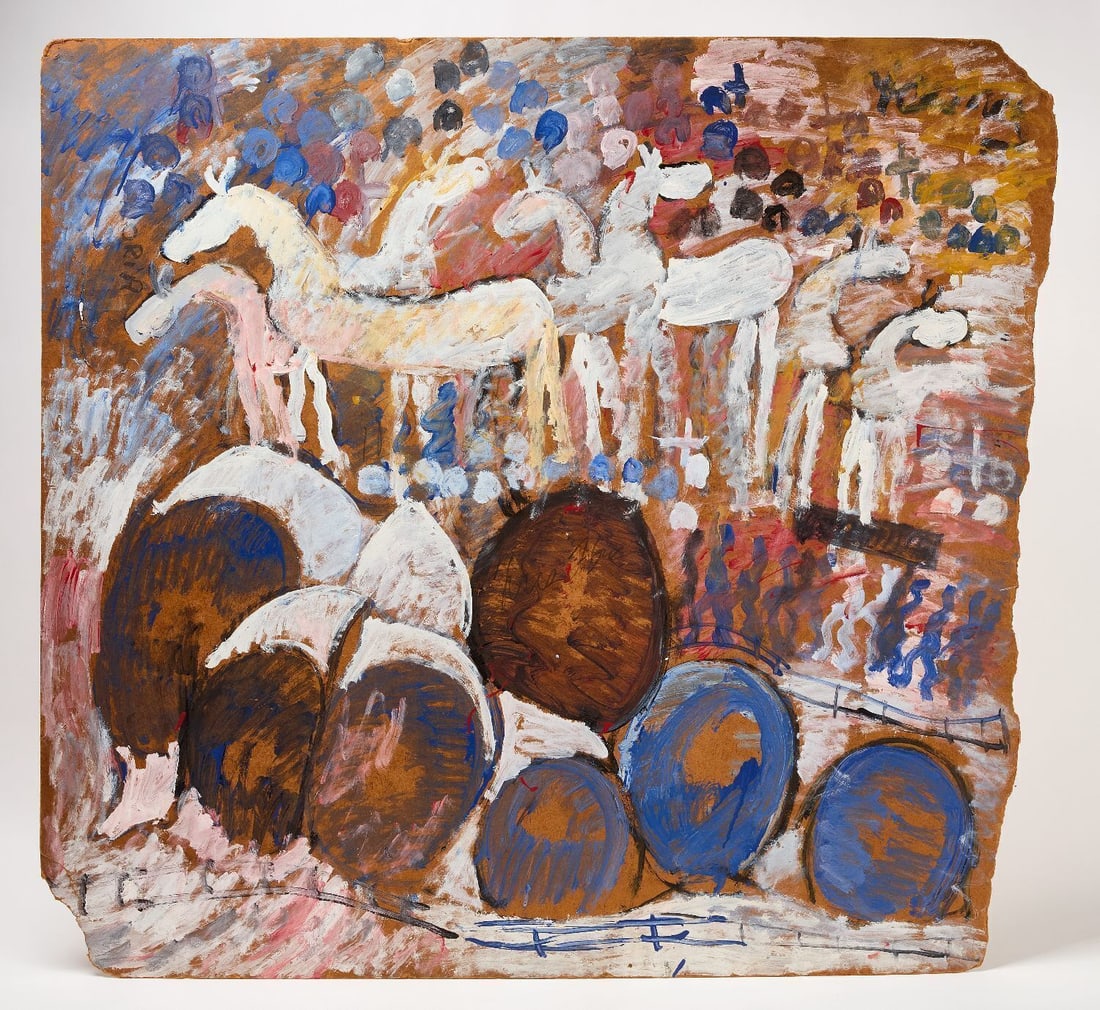 Purvis Young - Untitled, Large Painting on Panel (1 of 2)