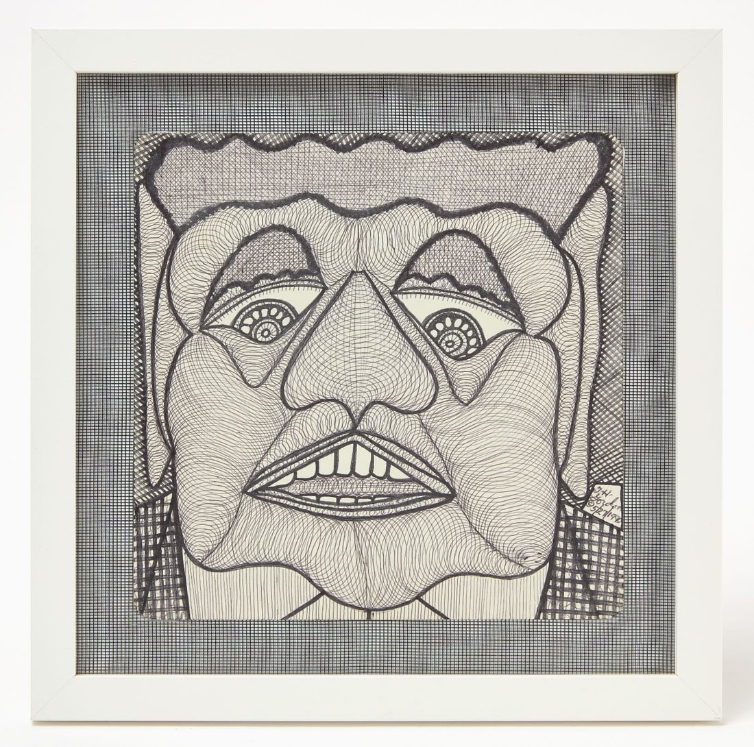 Ted Gordon - Chubby Merriment: Ted Gordon (American, b. 1924) 'Chubby Merriment'. Ink and marker on paper. Signed LR and dated 1990.Frame: H 13-1/4 in. W 13-1/4 in. Paper: H 9-3/8 in. W 9-3/8 in.Provenance: From the private